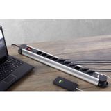 Sygonix - SY-4755858 Stekkerdoos - Zilver - Zwart - 10-voudig met USB