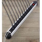 Sygonix - SY-4755858 Stekkerdoos - Zilver - Zwart - 10-voudig met USB