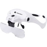 TOOLCRAFT 2469761 Loepbril Met LED-verlichting Vergrotingsfactor: 3.5 x, 2.5 x, 2.0 x, 1.5 x, 1.0 x Lensgrootte: (l x b