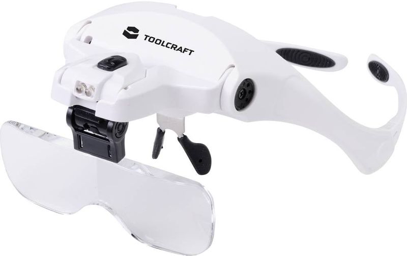 TOOLCRAFT 2469761 Loepbril Met LED-verlichting Vergrotingsfactor: 3.5 x, 2.5 x, 2.0 x, 1.5 x, 1.0 x Lensgrootte: (l x b