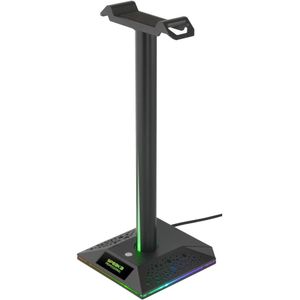 SPEAKA Professional - SP-HPS-310 - Koptelefoonstandaard - Zwart - RGB - 3,5 mm AUX-bus - 2 USB-aansluitingen