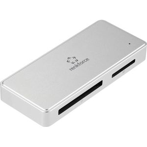 Renkforce Externe USB 3.2 Gen1 (USB 3.0) geheugenkaartlezer en hub USB-C (Ethernet, USB-C, USB), Geheugenkaartlezer, Zilver