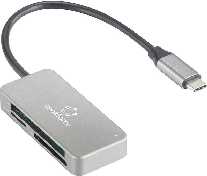 Renkforce - RF-PCR-210 - Geheugenkaartlezer - Zilver - USB-C 3.2 Gen 1