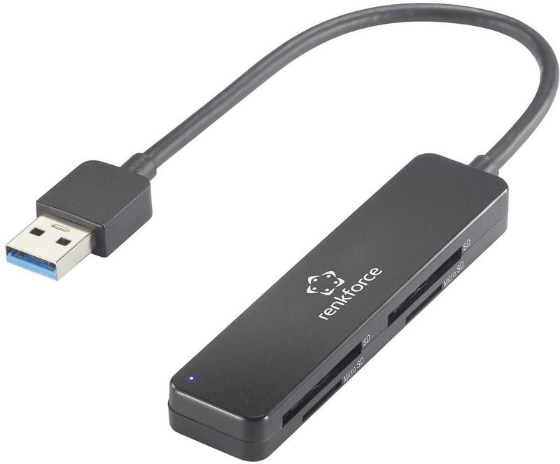 Renkforce RF-PCR-220 Externe geheugenkaartlezer USB 3.2 Gen 1 (USB 3.0) Zwart
