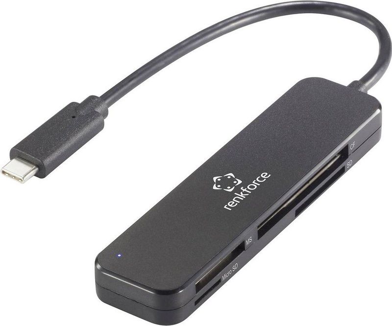 Renkforce - RF-PCR-230 - Geheugenkaartlezer - USB-C 3.2 Gen 1 - Zwart