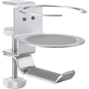 Speaka Professional SP-HCH-150 koptelefoonhouder, geïntegreerde kabelgeleiding, met bekerhouder, zilver