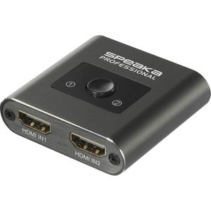 SpeaKa Professional - SP-HSW-231 - HDMI-Switch - Zwart - Aluminium - 2 Poorten