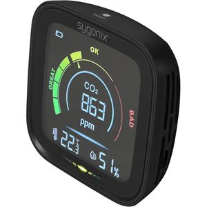 Sygonix - Thermo-/Hygrometer mit CO2-Angabe Schwarz