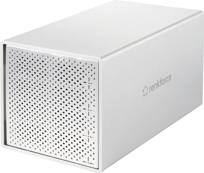 Renkforce RF-5587610 SATA-HDD-behuizing Aantal harde schijf bays: 4 Bay 2.5 inch, 3.5 inch Incl. ventilator (80 mm) Alu