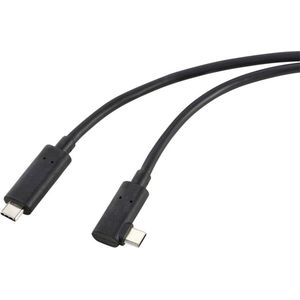 Renkforce Glasvezel USB-C-displaykabel USB 3.2 Gen2 USB-C stekker Haaks, één zijde 10.00 m Zwart RF-5625884