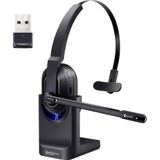 EKSA H5 On Ear headset Bluetooth Zwart Ruisonderdrukking (microfoon), Noise Cancelling Headset, Met Bluetooth basisstat