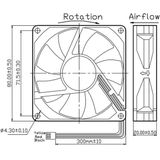 No Name - FD128020LB(2F3) - Axiale Ventilator - Zwart - 12 V/DC - 42,48 m³/h - 80 x 80 x 20 mm