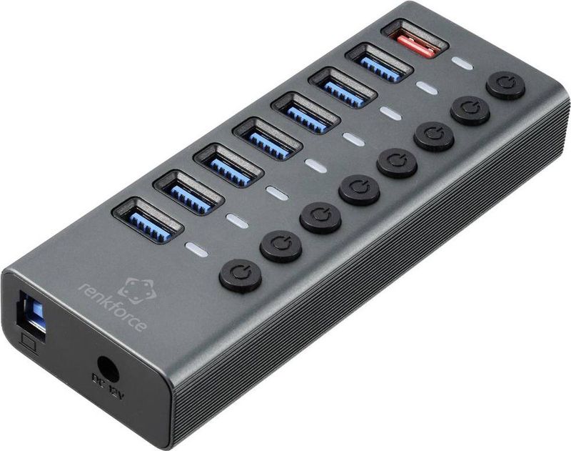 Renkforce - RF-HUB-380 - USB 3.2 Gen 2-hub - 8 Poorten - Aluminium - Zilver