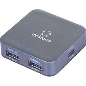 Renkforce - RF-USBH-500 - 4 Port USB 3.2 Gen 2-Hub - Grijs - Aluminium