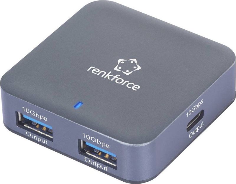 Renkforce - RF-USBH-500 - 4 Port USB 3.2 Gen 2-Hub - Grijs - Aluminium