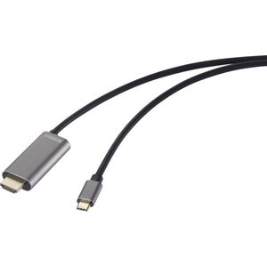 SpeaKa Professional SP-12876348 HDMI-kabel USB-C / HDMI Adapterkabel USB-C stekker, HDMI-A-stekker, USB-C bus 2.00 m Zw