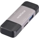 Renkforce - RF-CR-480 - Geheugenkaartlezer - Aluminium-grijs - USB-A en USB-C