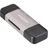 Renkforce - RF-CR-480 - Geheugenkaartlezer - Aluminium-grijs - USB-A en USB-C