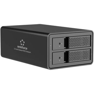 Renkforce - RF-6647596 - Harddisk Behuizing - Zwart - 2 Bay voor 3.5 inch HDD's/SSD's, USB-A 3.0, tot 16TB