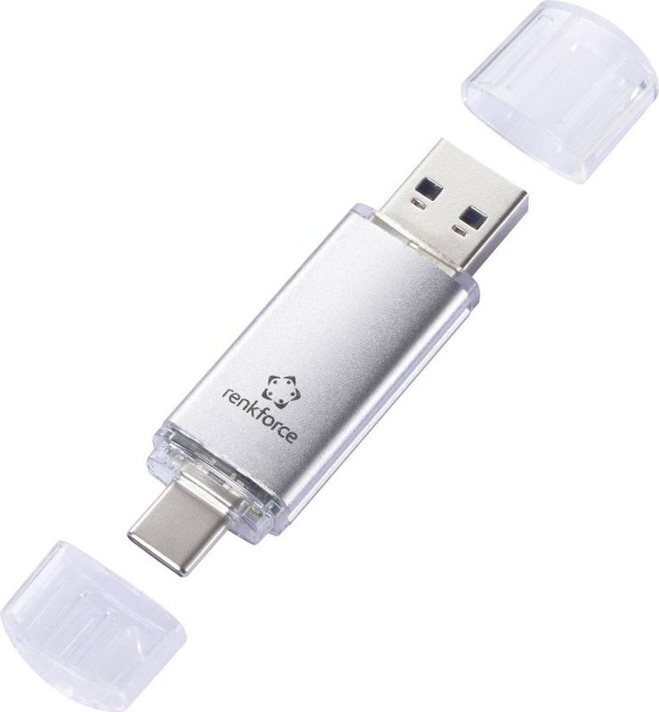 Renkforce RF-USBOS-230 USB-stick Retail 64 GB Zilver RF-6688140 USB 3.0, USB-C