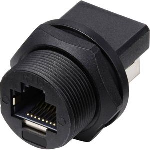 Tru Components TC-E13T-FR6-PRF-180 RJ45-Buchse auf Buchse (180°), rückseitig mon, Kabels + Stekkers, Zwart