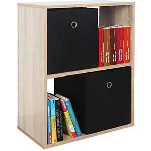 RICOO WM111-ES Bijzettafel, 71 x 60 x 31 cm, eiken sonoma-bruin, boekenkast, nachtkastje