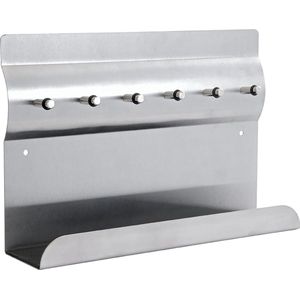 RICOO Sleutelrek met plank, MB6001, sleutelopslag, sleutelbord, magneetwand, roestvrij staal, 30 x 7 x 20, notitiewand, sleutelhouder, muur, sleutelhaak, sleutellijst