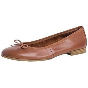 Tamaris Alena dames ballerina leer donkerblauw 22116-24, Cognac.