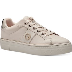 Tamaris - Dames Sneaker - Beige - Imitatieleer - Gouden Details