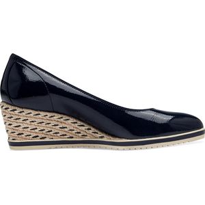 Tamaris dames lak pumps met sleehak blauw - Maat 40