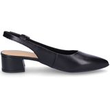 Slingpumps - Zwart - Leer - Blokhak 4 cm