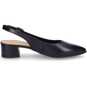 Slingpumps - Zwart - Leer - Blokhak 4 cm