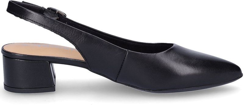 Slingpumps - Zwart - Leer - Blokhak 4 cm