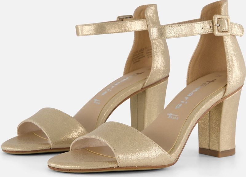 Tamaris, Schoenen, Dames, Geel, 39 EU, Suède, Metallic Gouden Sandalette Party Hakken
