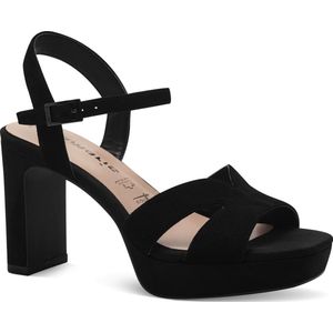 Tamaris - Dames Sandaaltje 1-28309-42 - Zwart - Leer - Blokhak 9,0 cm