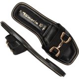 Slipper - Zwart - Leer en Textiel - Platte Zool