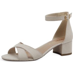 Domino - Sandaaltje - Beige - Textiel - Blokhak 4,5 cm