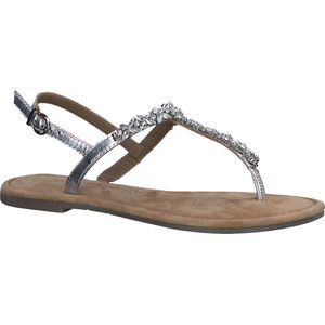 Leren sandalen met teenstukje TAMARIS. Leer materiaal. Maten 38. Zilver kleur