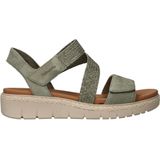 Sandalen - Beige - Leer en Textiel - Klittenbandsluiting