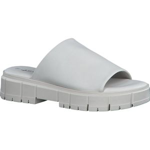 Slipper - Wit - Leer - Blokhak 4,0 cm
