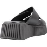 Tamaris - Open Casual Slippers - Zwart - Leer