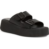 Tamaris - Open Casual Slippers - Zwart - Leer