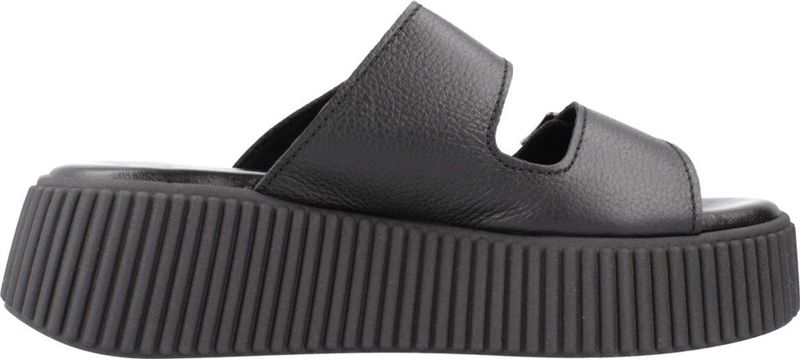 Tamaris - Open Casual Slippers - Zwart - Leer