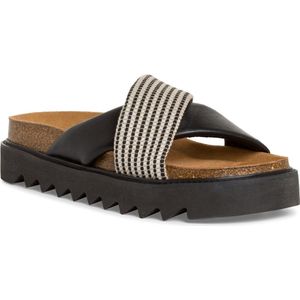 Tamaris - Slipper - Zwart - Leer en Textiel - Heel Height: 3 cm