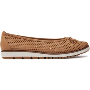 Tamaris - 1-22121-310 - Ballerina - Wit - Beige - Leer/Textiel