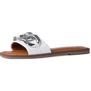 Tamaris 1-1-27119-30 platte sandalen voor dames, Wit-zilver., 37 EU