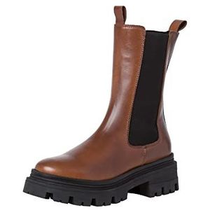 Tamaris Chelsea laarzen voor dames, uitneembaar voetbed, comfortabele voering, Cognac Leather, 36 EU