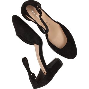 Tamaris Dames pumps met riempje textiel Vegan blokhak, zwart, 40 EU