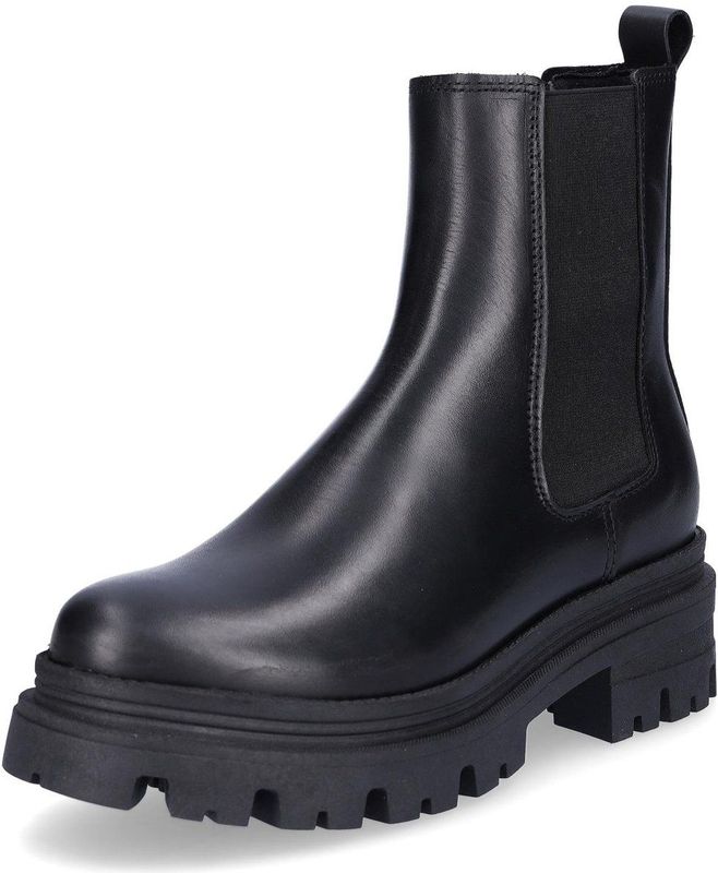 Tamaris - Chelsea Boots - Zwart - Chunky Zool - Blokhak 4,5 cm