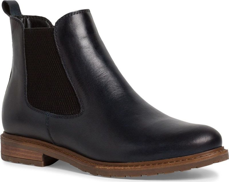 Tamaris - Chelsea Boots - Zwart - Leer - Blokhak
